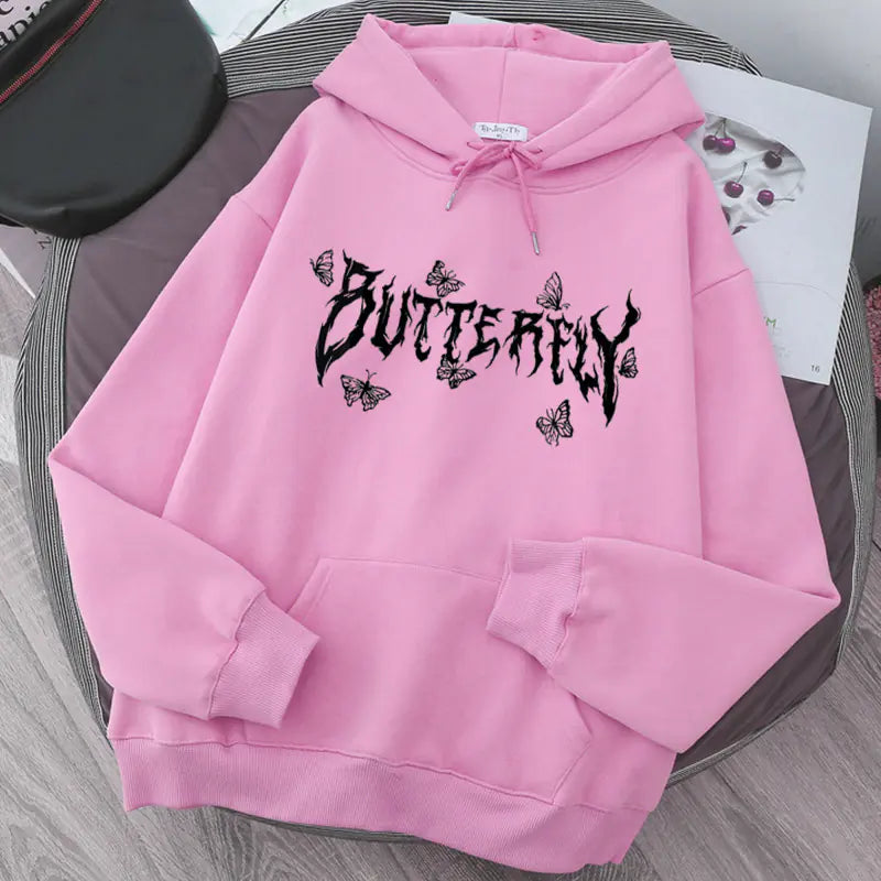 Gothic Letter Butterfly Couple Loose Sweatshirt