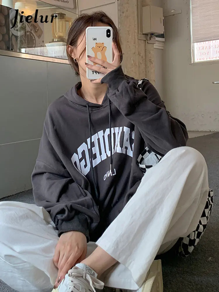 Women’s Autumn Contrast Color Slim Hoodie