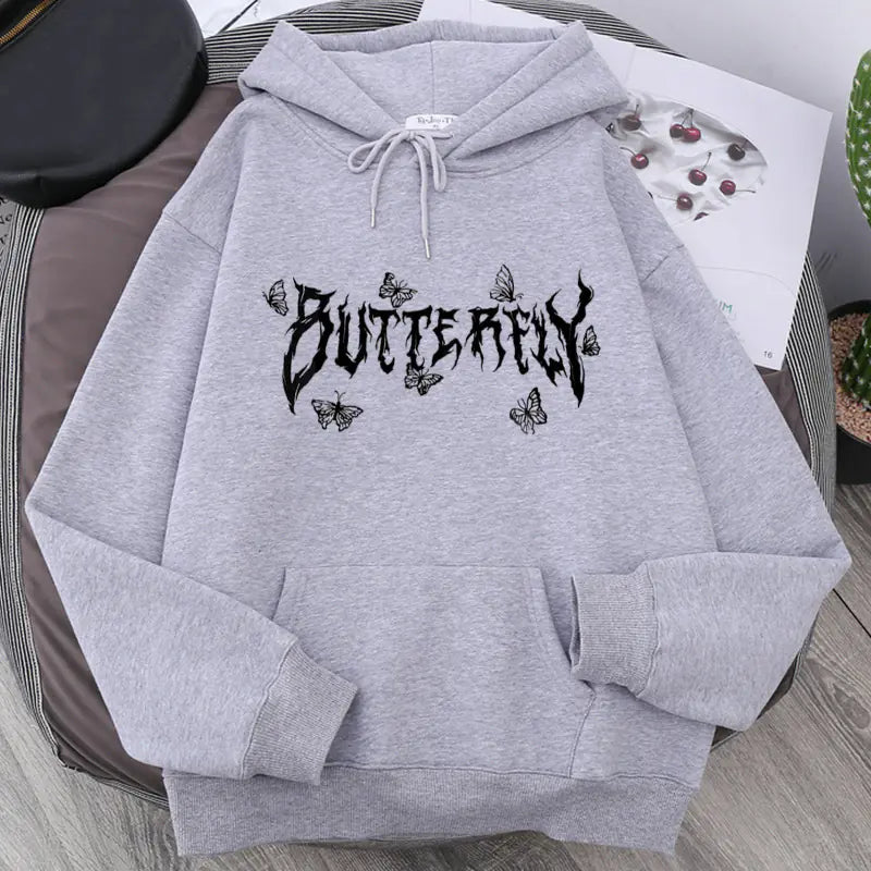 Gothic Letter Butterfly Couple Loose Sweatshirt