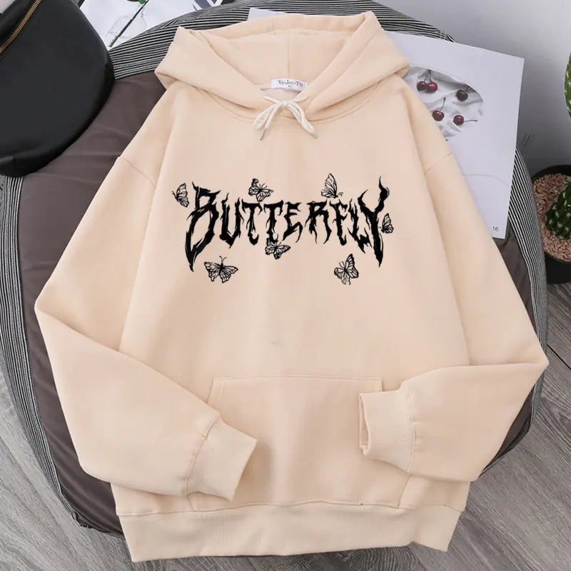 Gothic Letter Butterfly Couple Loose Sweatshirt