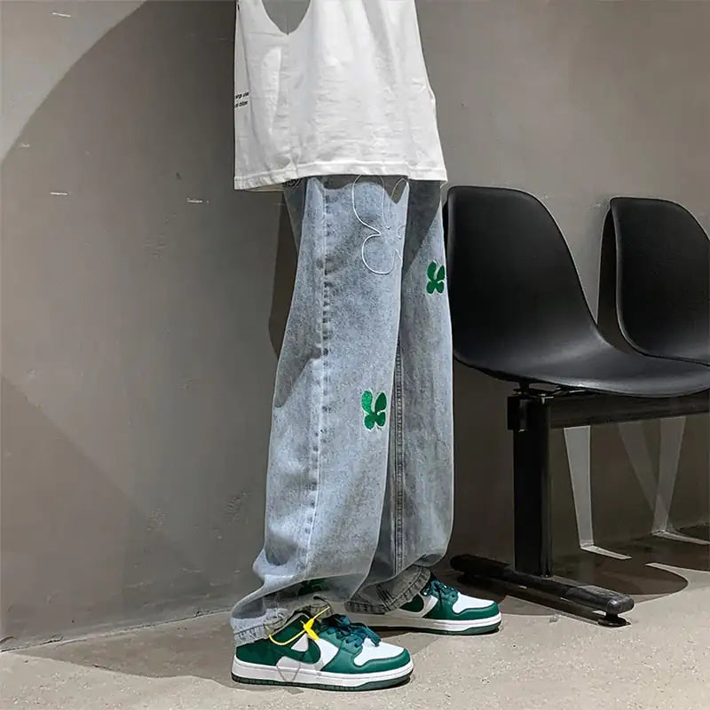 Embroidered High Street Jeans