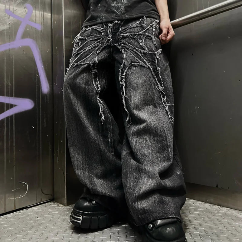 Spider Embroidery Patch Jeans