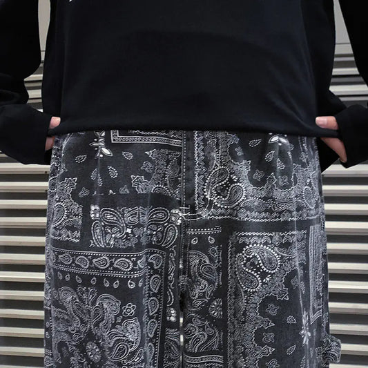 Black Print Loose Jeans