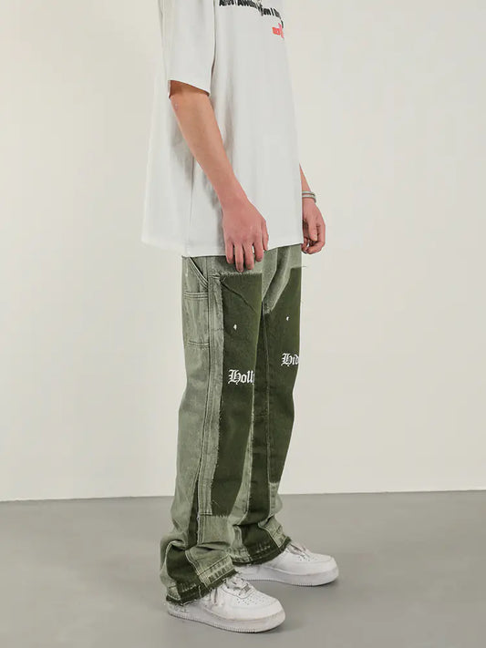 High Street Heavy Wash Flared Pants