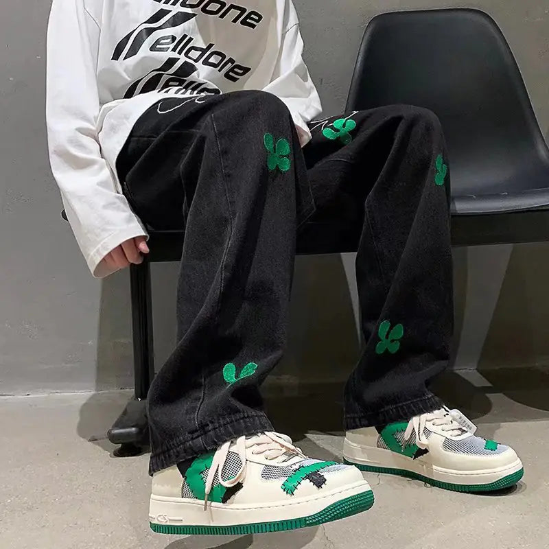 Embroidered High Street Jeans