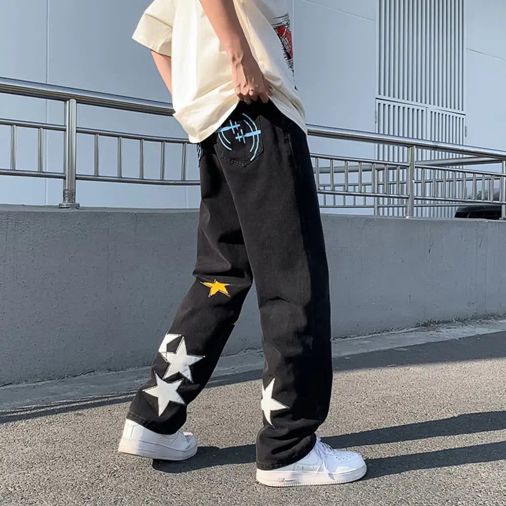 Trendy Pentagram Jeans - High Street Fried Street Pants