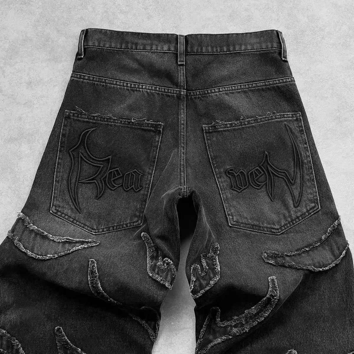 Retro Black Patchwork Baggy Jeans