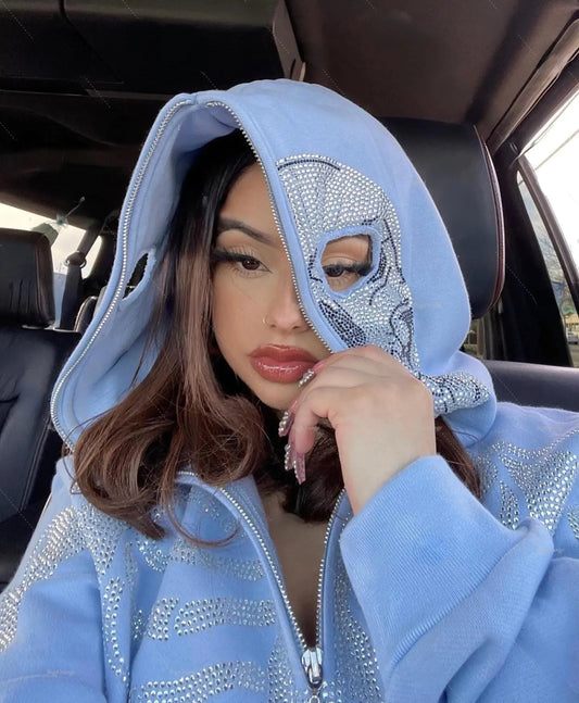 Women’s Skull Rhinestone Oversized Hoodie