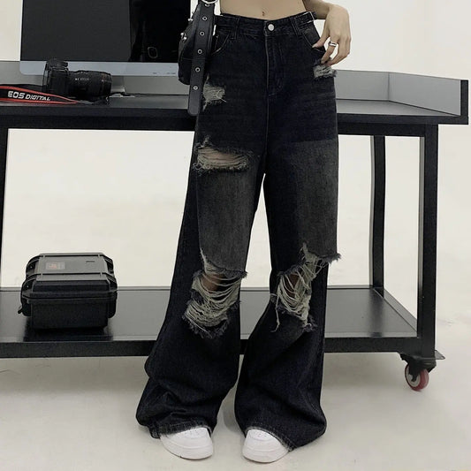 American High Street Women's Black Ripped Jeans