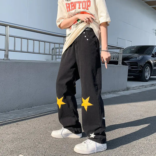Trendy Pentagram Jeans - High Street Fried Street Pants