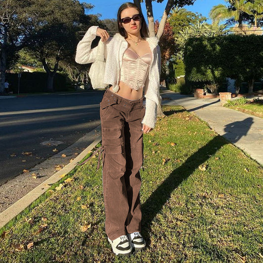 Retro Mid-Rise Drawstring Fashion Jeans