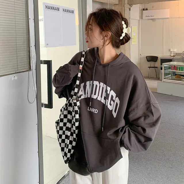Women’s Autumn Contrast Color Slim Hoodie