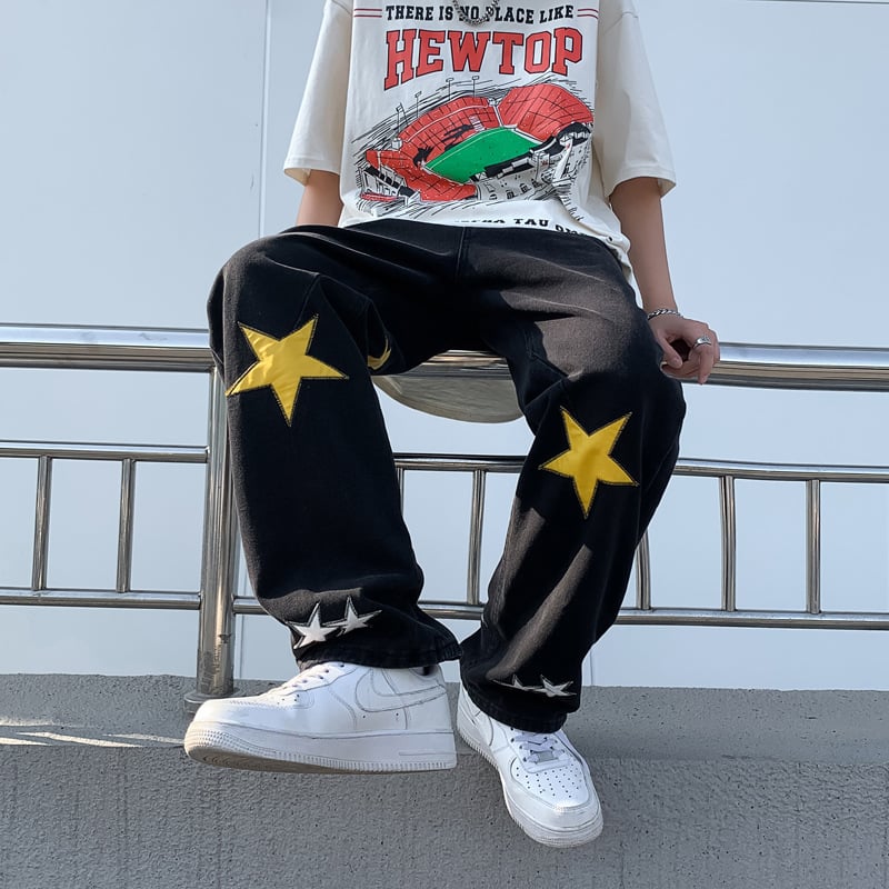 Trendy Pentagram Jeans - High Street Fried Street Pants
