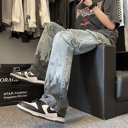 Loose Straight Hong Kong Style Casual Jeans