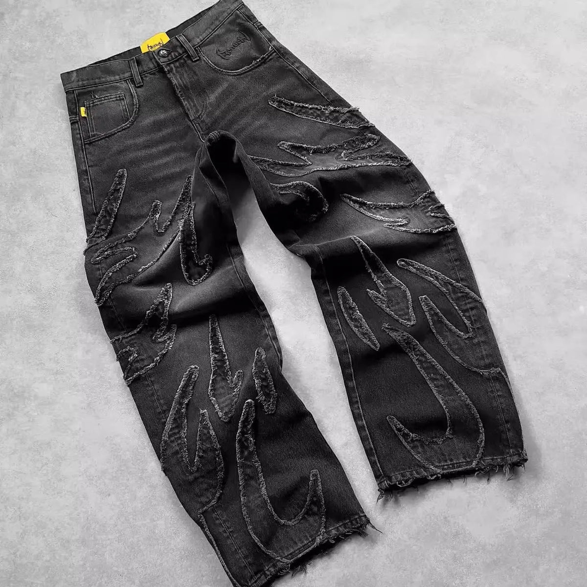 Retro Black Patchwork Baggy Jeans