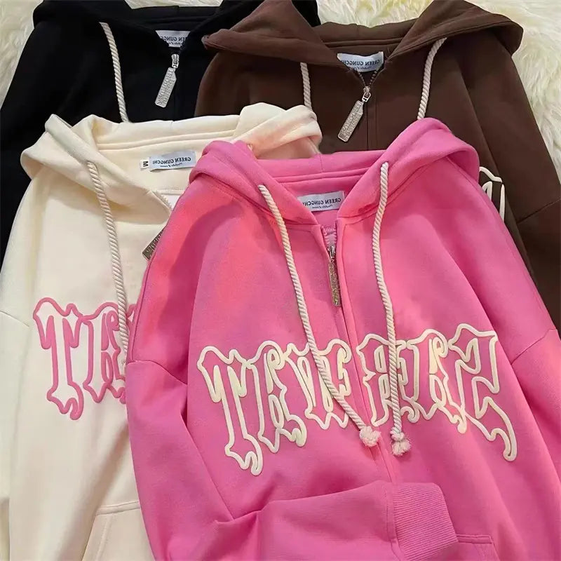 Gothic Letter Zip Hoodie