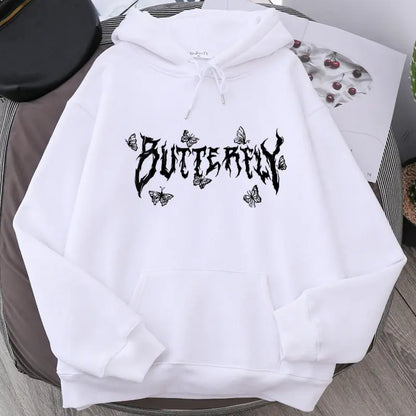 Gothic Letter Butterfly Couple Loose Sweatshirt