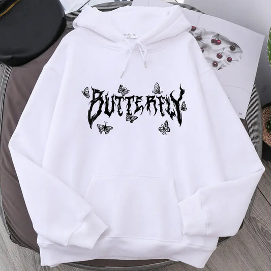 Gothic Letter Butterfly Couple Loose Sweatshirt