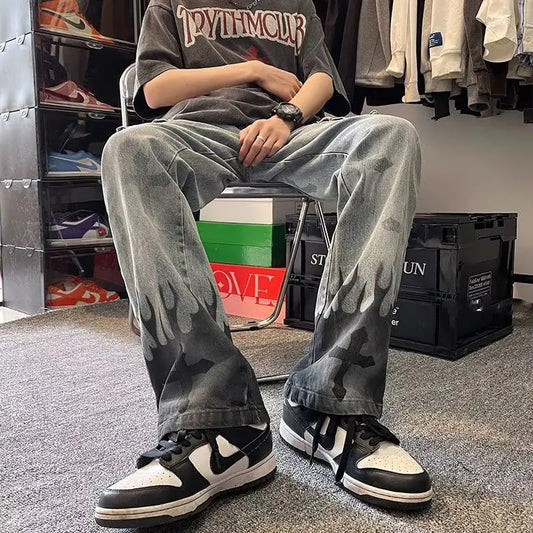 Loose Straight Hong Kong Style Casual Jeans