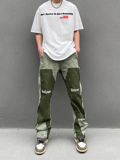 High Street Heavy Wash Flared Pants